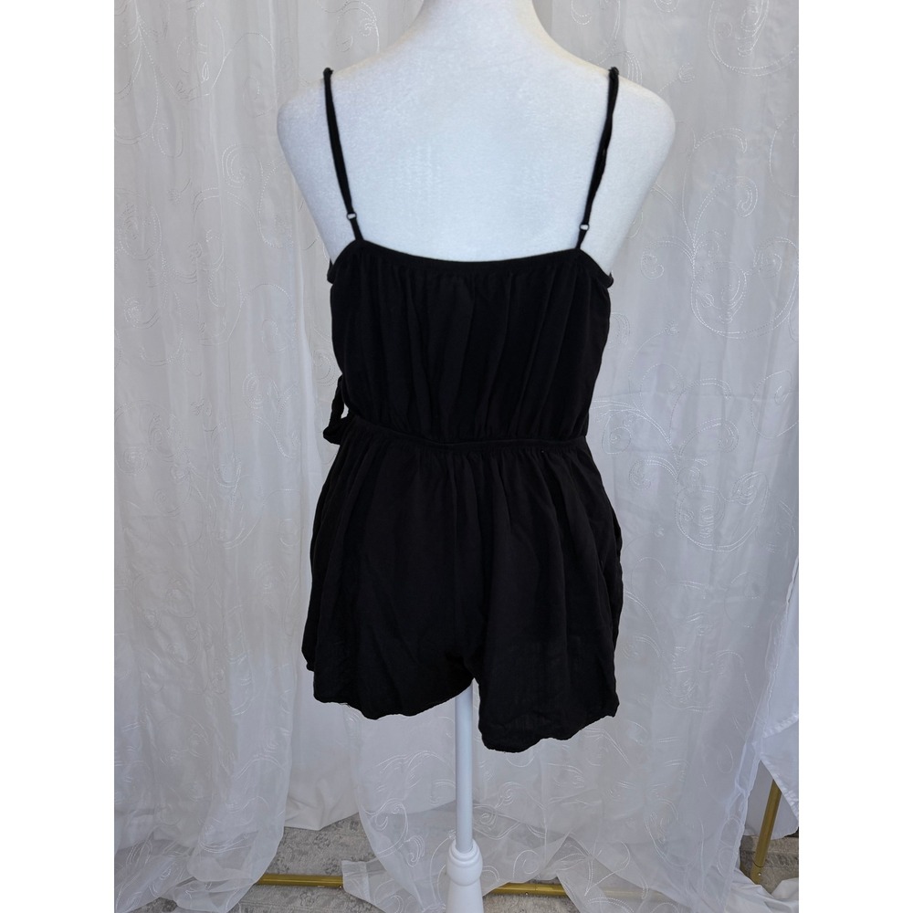 One Clothing Los Angeles Black Wrap Front Romper Side Tie Sleeveless Medium - Picture 4 of 9